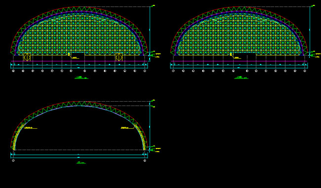 巢湖跨度110米，拱高35_7米煤棚网架